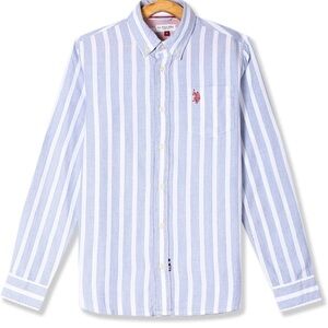 Us polo assn Blue and White Striped Kids Shirt(size: s)